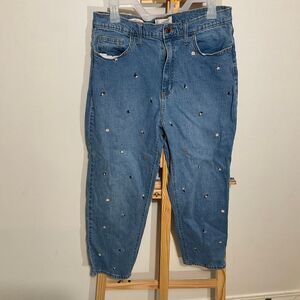 Universal Thread Floral Embroidered Vintage Straight Leg Jeans size 12/31R